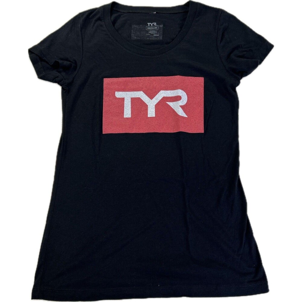 TYR Womens Black Block Logo T-Shirt Black Size Small NWT Retail $29.99 NEW